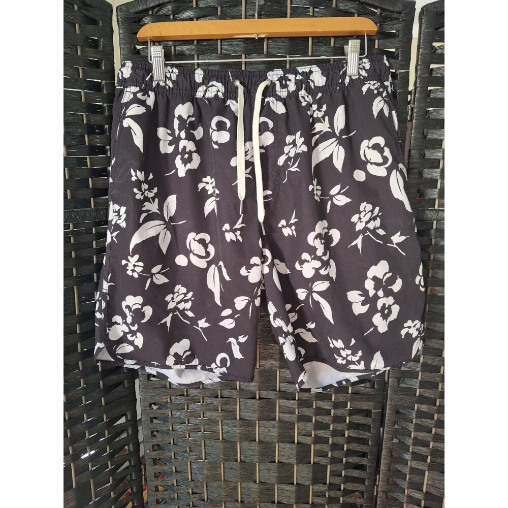 Fair Harbor Floral Black Swim Trunks Mens XL Beach Pool Summer Vacation